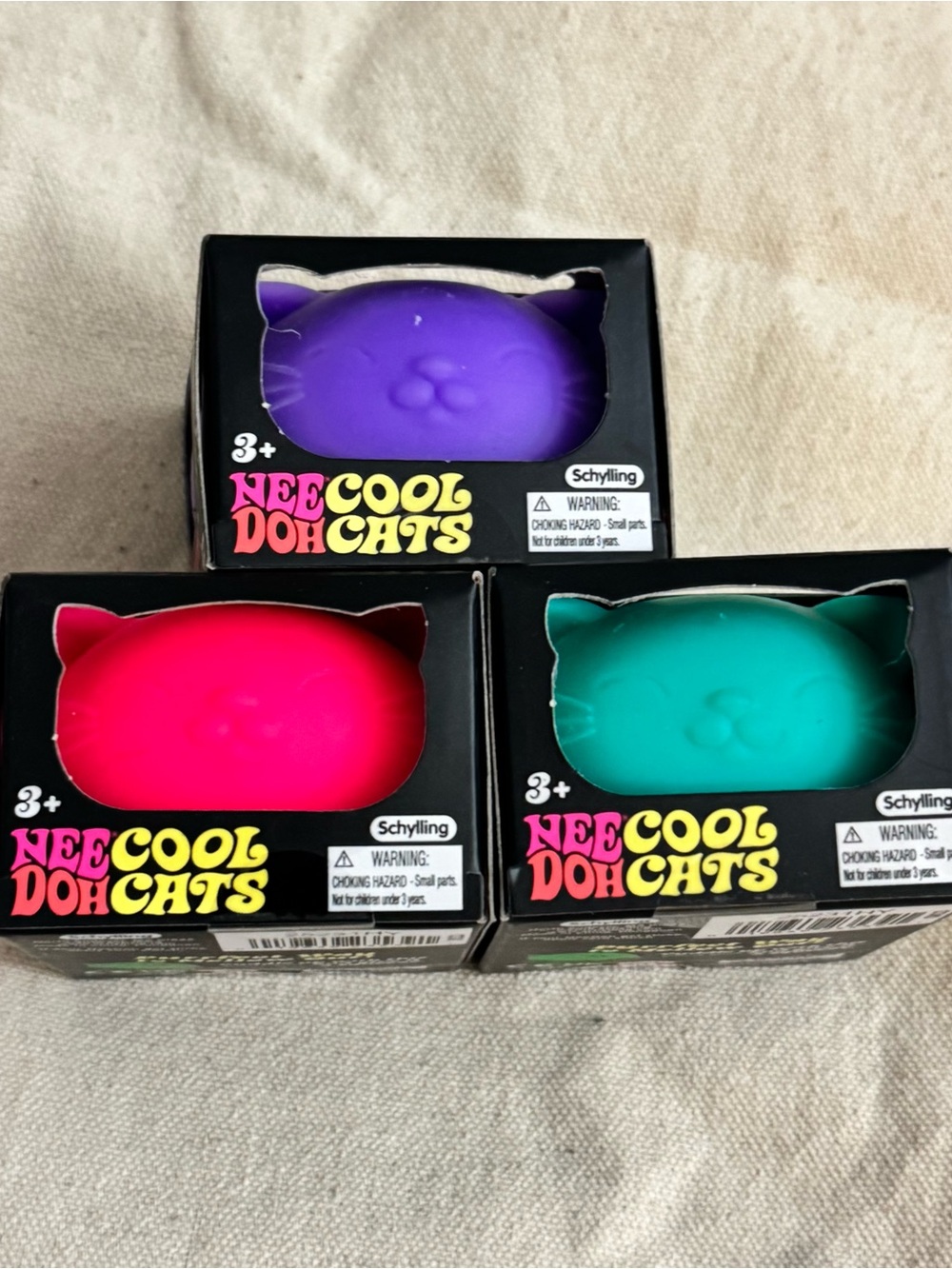 NeeDoh Cool Cats Trio - Purple, Hot Pink, Teal Stress Toys